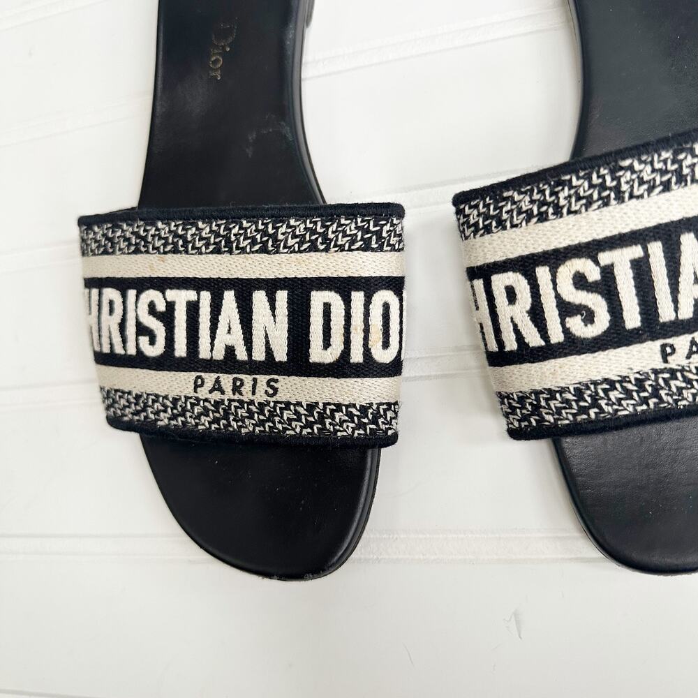 Dior Black & White Paris Slide Sandals - Picture 3 of 9